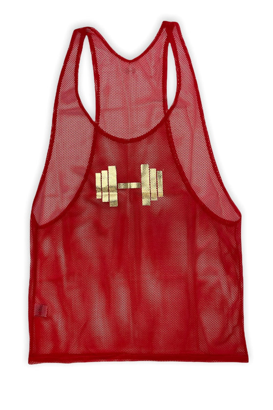 ATHLETIC TANK MESH FLANNEL RED