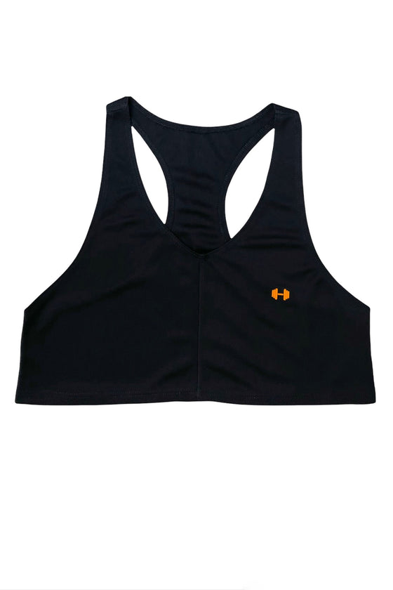 BLACK/ ORANGE ATHLETIC SPORTS CROP TOP