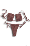 BIKINI RUCHED BANDEAU MODEL TIE SIDE