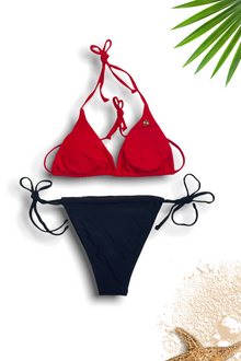  RED&BLACK HALTER TRIANGLE BIKINI