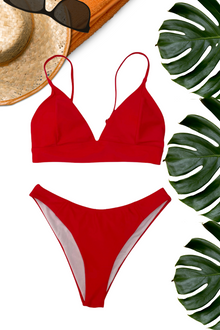  BEACHY TRIANGLE SWIMSUIT RED